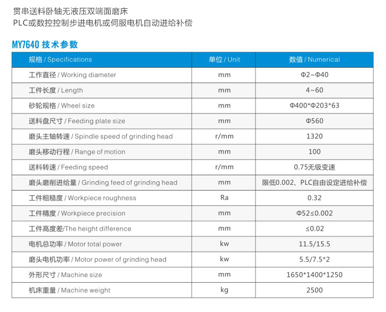 MY7640转盘送料卧轴无液压双端面磨床